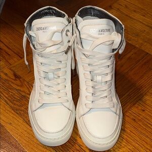 Zadig & Voltaire white High-Top Sneakers with silver Collar Trim